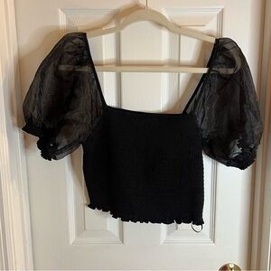 TCEC puff sleeve black crop top